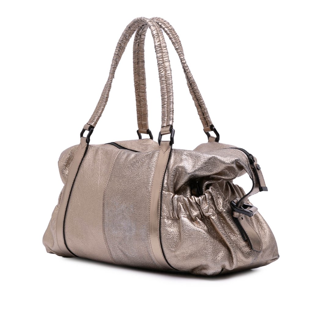 Burberry Small Metallic Calfskin Curzon Satchel - 2