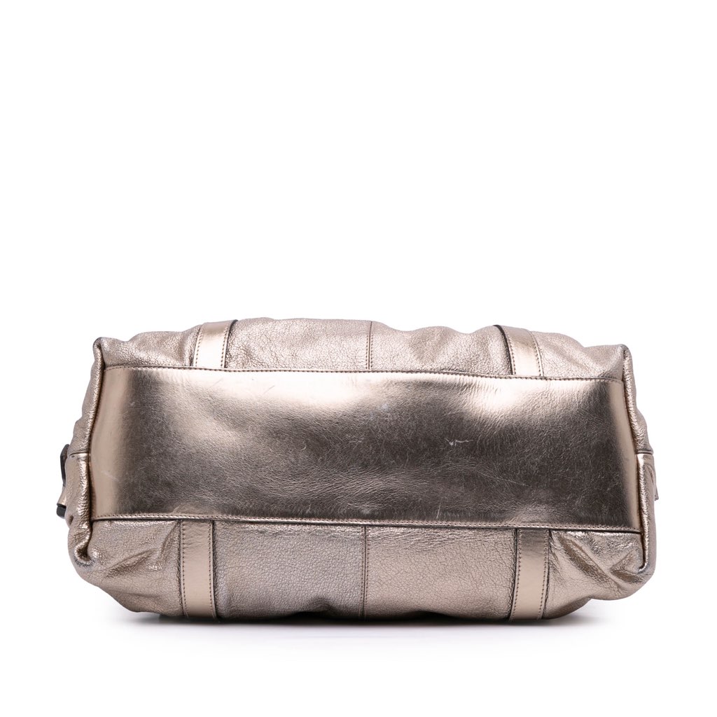 Burberry Small Metallic Calfskin Curzon Satchel - 3