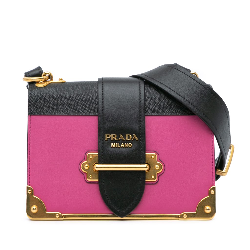 Prada Saffiano Trimmed City Calf Cahier Crossbody