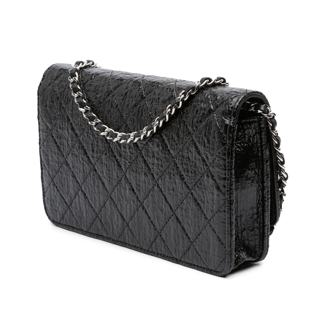 Chanel CC Quilted Crinkled Patent Wallet On Chain - 2