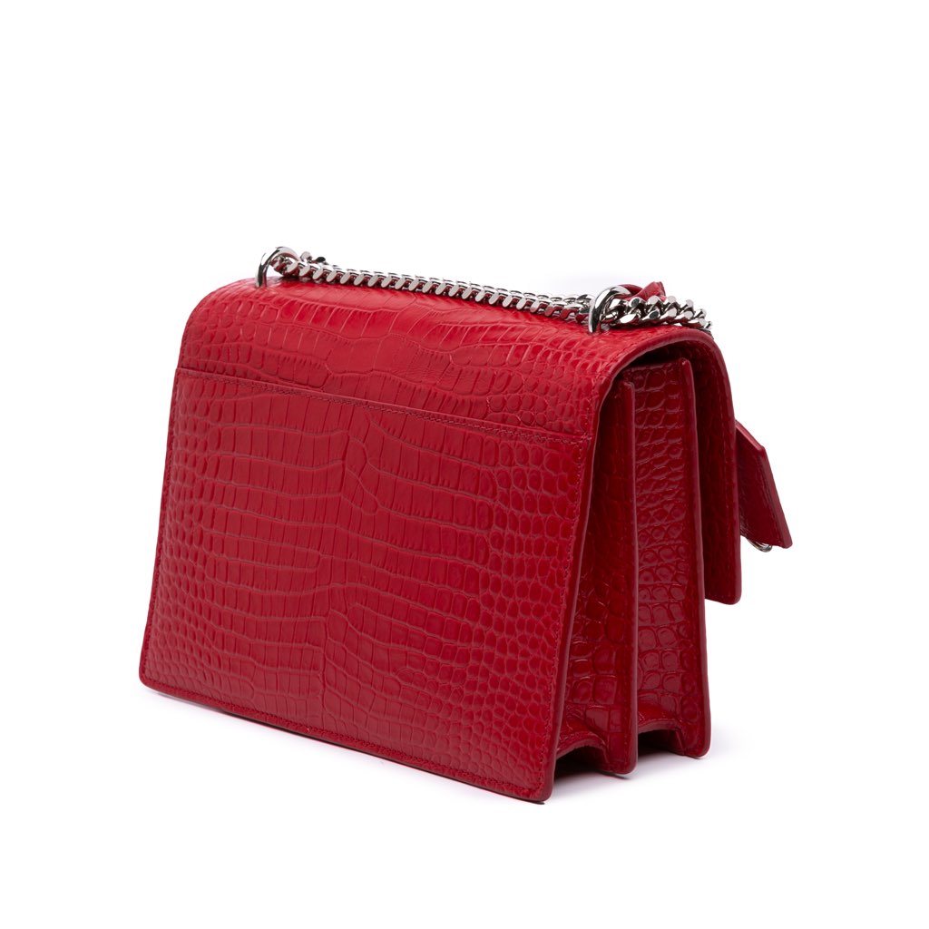 Saint Laurent Medium Croc Embossed Leather Sunset Crossbody - 2