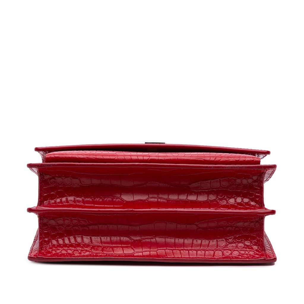 Saint Laurent Medium Croc Embossed Leather Sunset Crossbody - 3