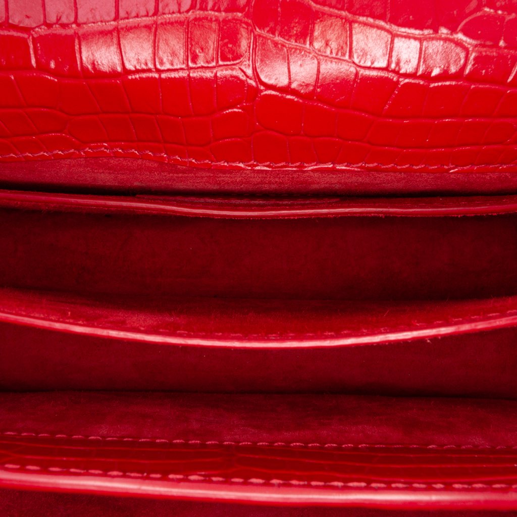 Saint Laurent Medium Croc Embossed Leather Sunset Crossbody - 4