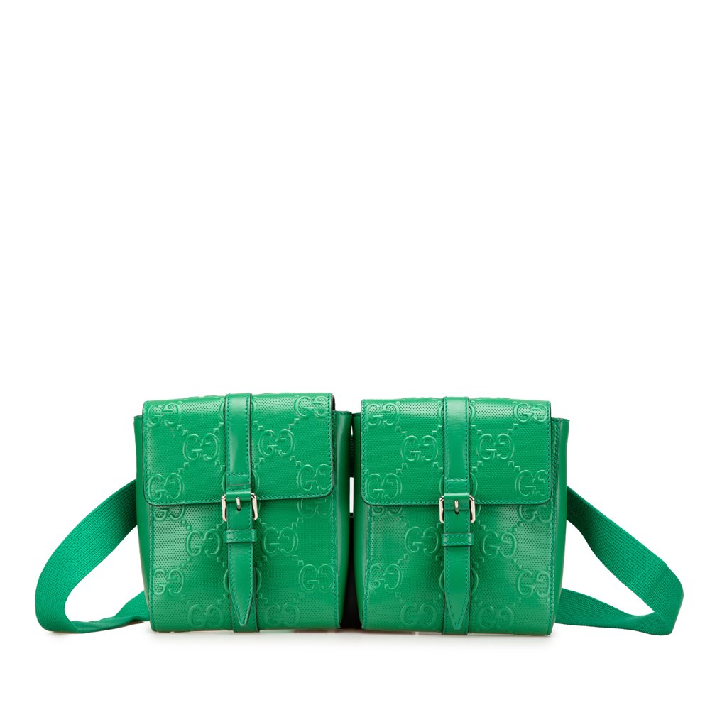 Gucci GG Embossed Perforated Double Belt Bag