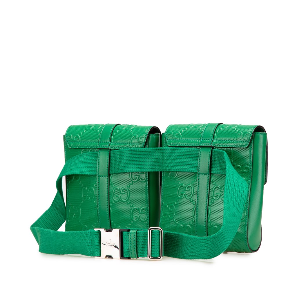 Gucci GG Embossed Perforated Double Belt Bag - Back view