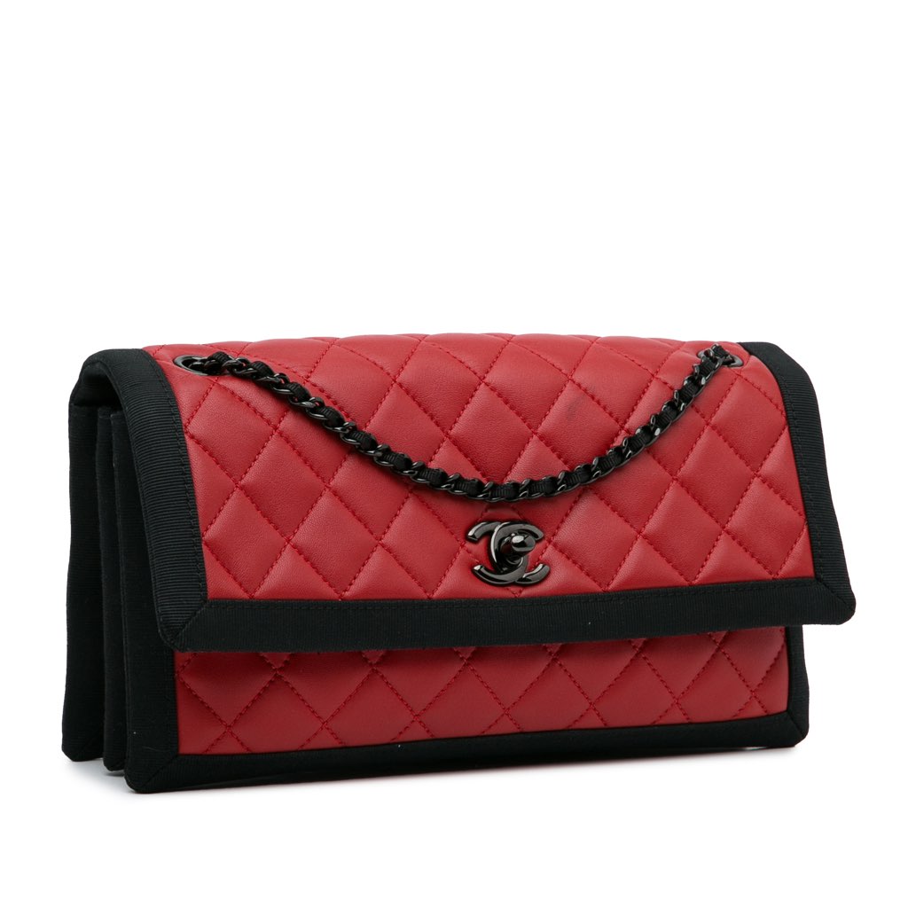 Chanel CC Grossgrain trim Lambskin Flap Shoulder Bag - 2