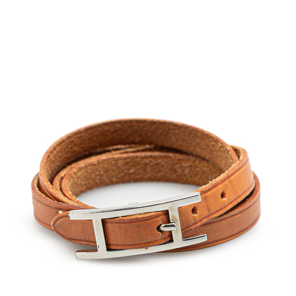 Hermès Leather Hapi Triple Tour Wrap Bracelet M