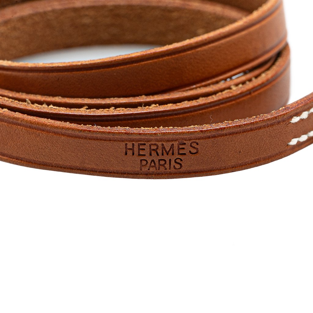 Hermès Leather Hapi Triple Tour Wrap Bracelet M - Side view