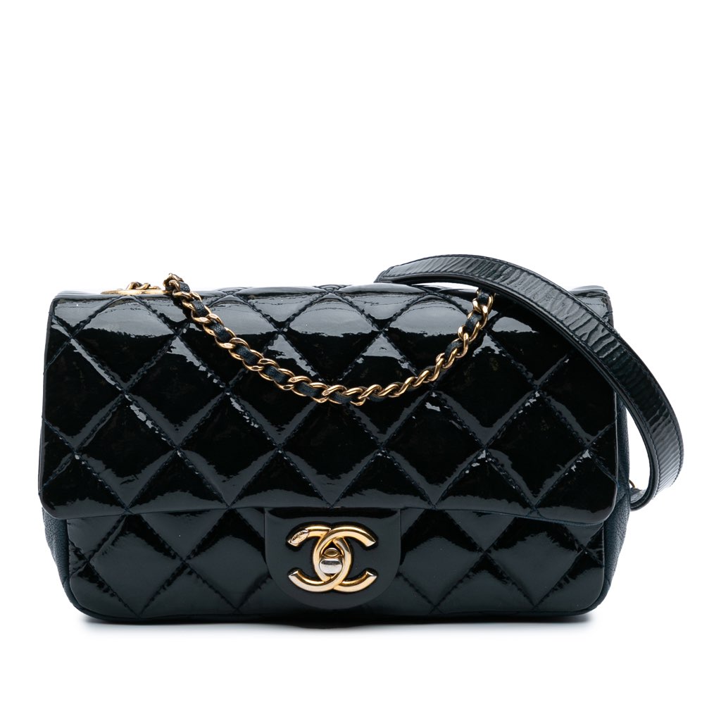 Chanel Paris-Salzburg Small Patent and Goatskin CC Eyelet Flap