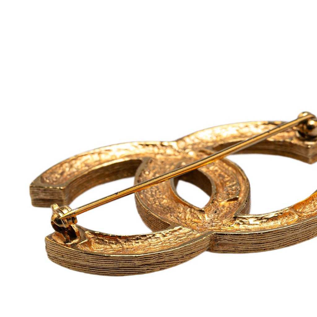 Chanel Gold Plated CC Crystal Brooch - 4