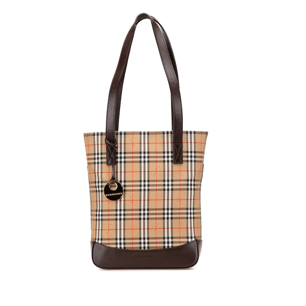 Burberry Haymarket Check Canvas Tote Brown Canvas Very good - Front View