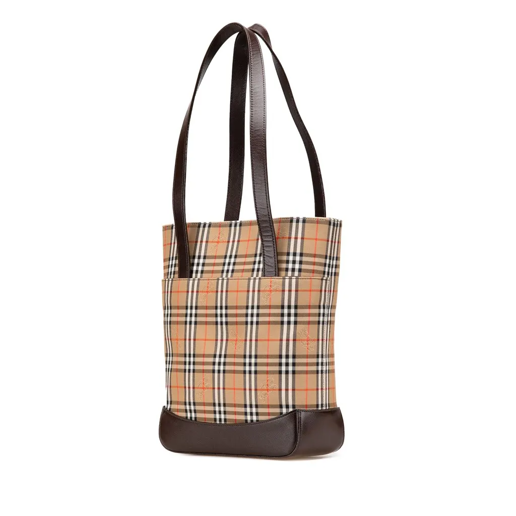 Burberry Haymarket Check Canvas Tote Brown Canvas Very good - Back View