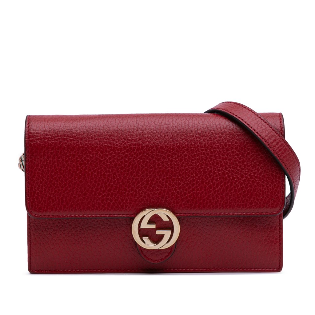 Gucci Leather Interlocking G Dollar Wallet on Chain