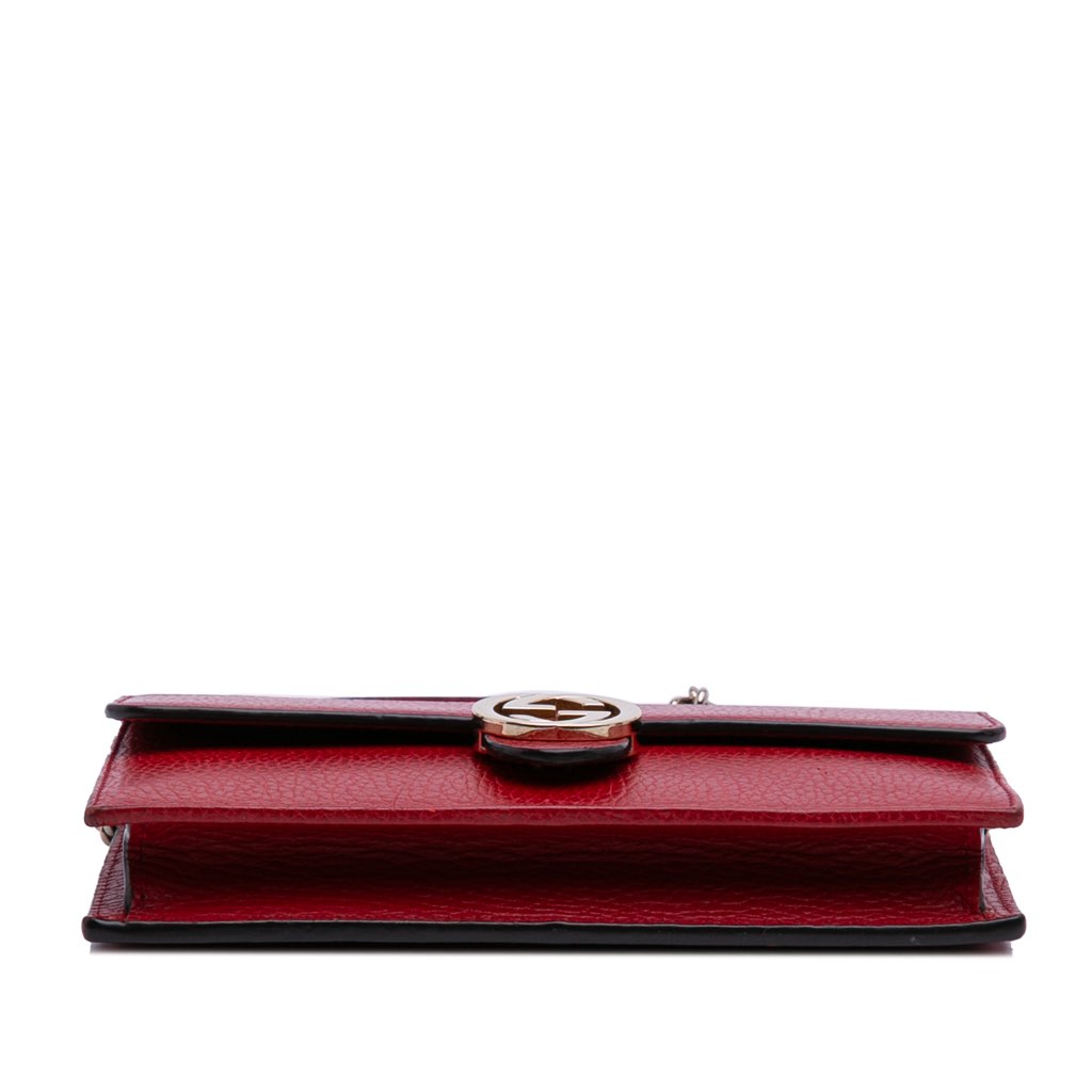 Gucci Leather Interlocking G Dollar Wallet on Chain - 3