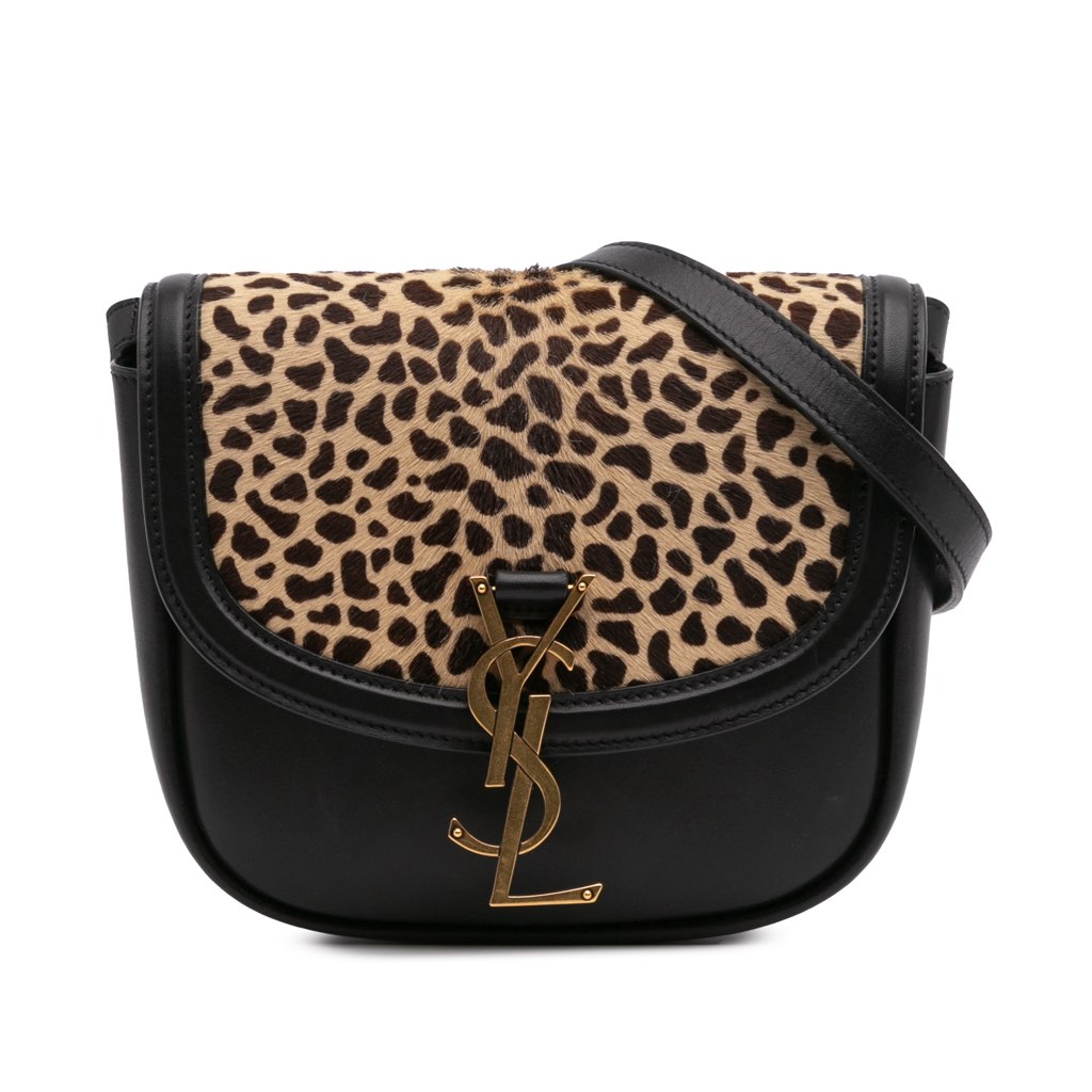 Saint Laurent Small Calfskin and Pony Hair Leopard Print Kaia Crossbody