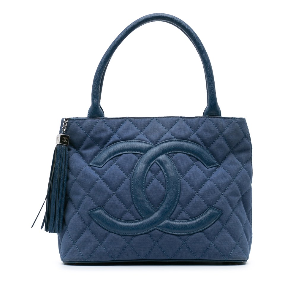 Chanel Quilted Canvas and Caviar Tassel Tote
