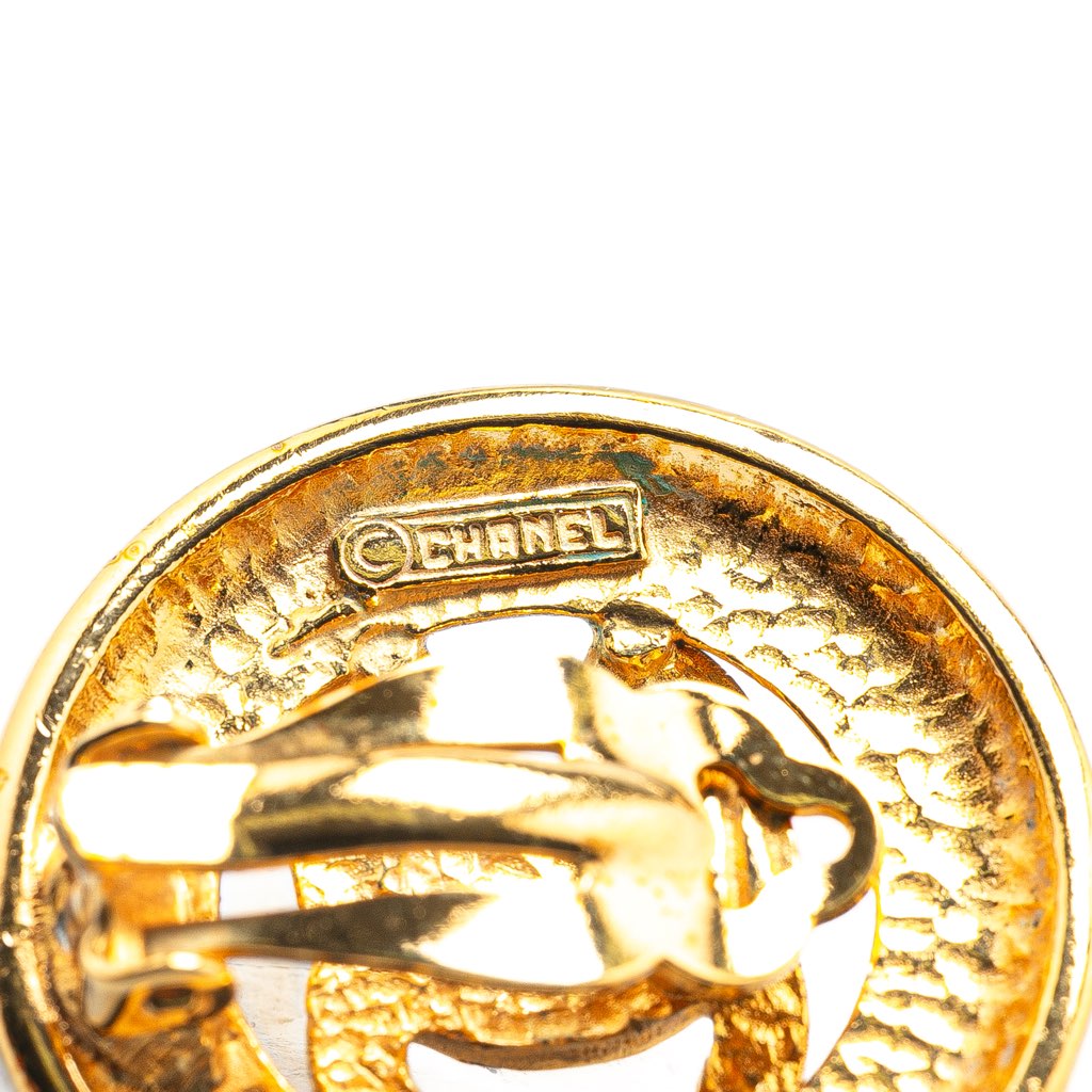 Chanel Gold Plated CC Round Clip on Earrings - 4