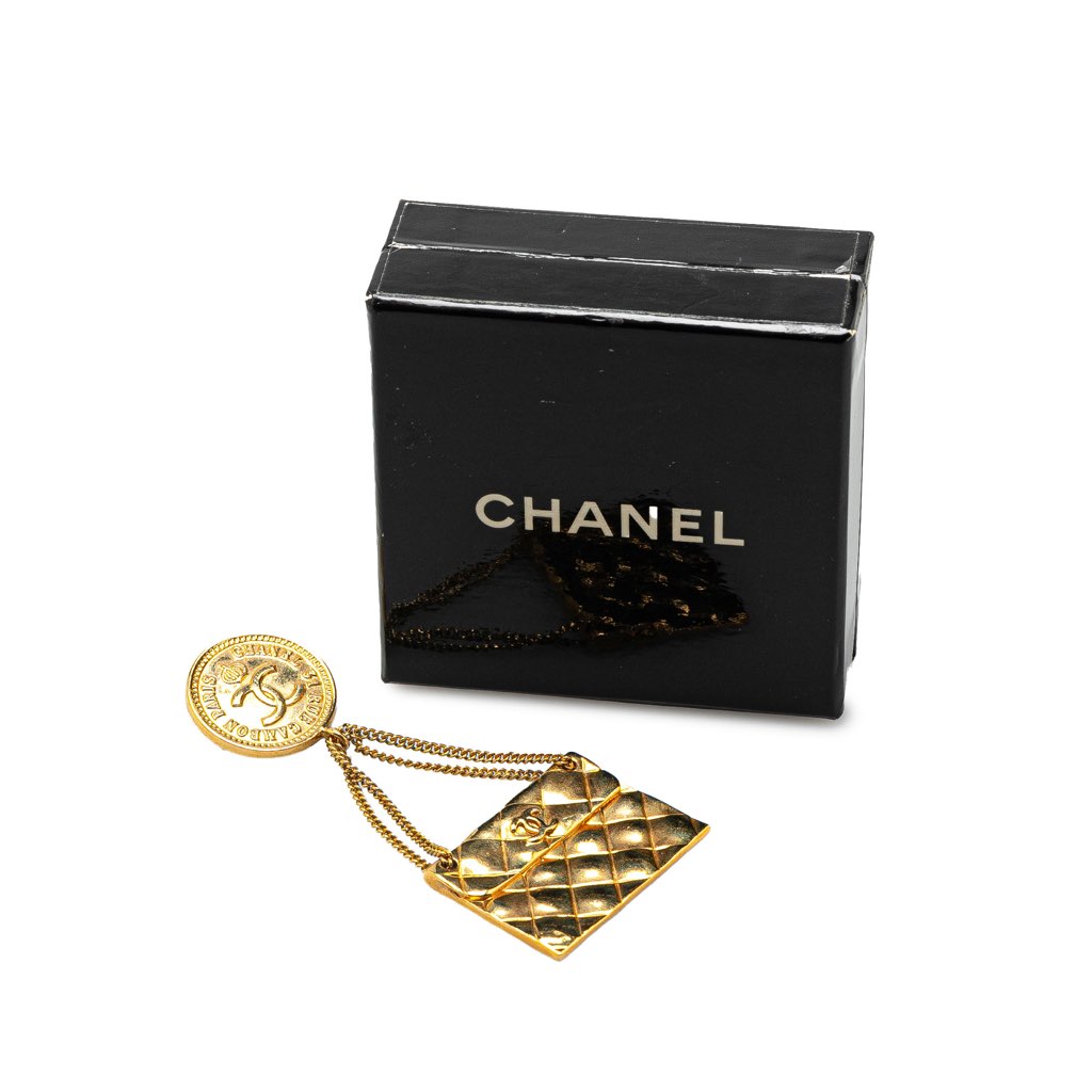 Chanel Gold Plated CC Quilted Flap Bag Brooch - 4