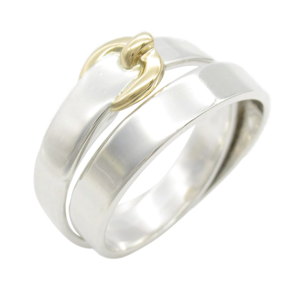 Hermès Sterling Silver and 18K Yellow Gold Double Tour Buckle Ring - 3