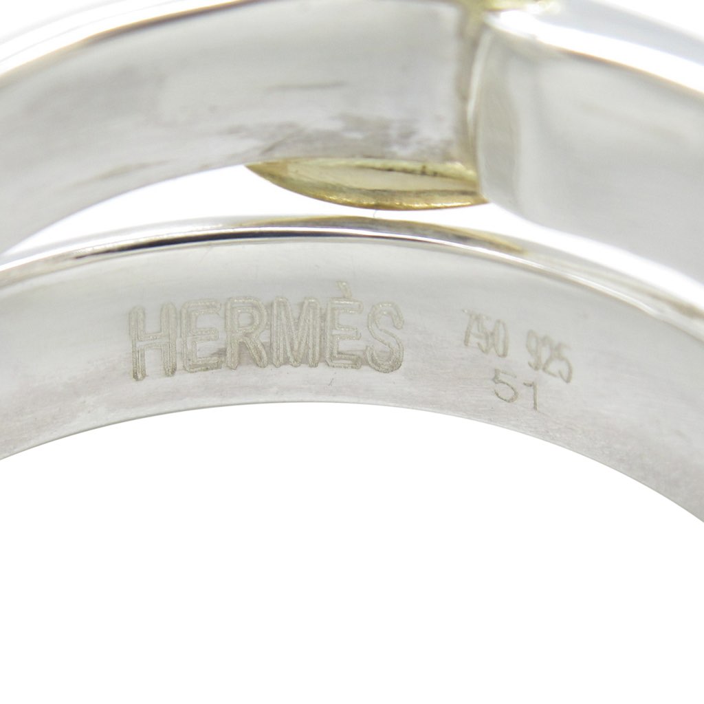 Hermès Sterling Silver and 18K Yellow Gold Double Tour Buckle Ring - 4
