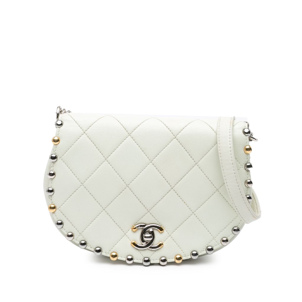 Chanel Small Quilted Lambskin Studded Bubble Flap
