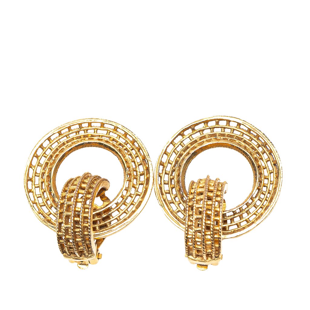 Chanel Gold Plated Hoop Clip on Earrings
