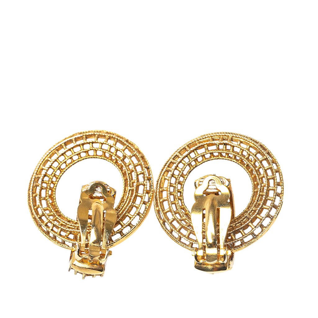 Chanel Gold Plated Hoop Clip on Earrings - Back view