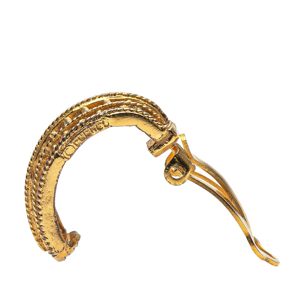 Chanel Gold Plated Hoop Clip on Earrings - Image 6