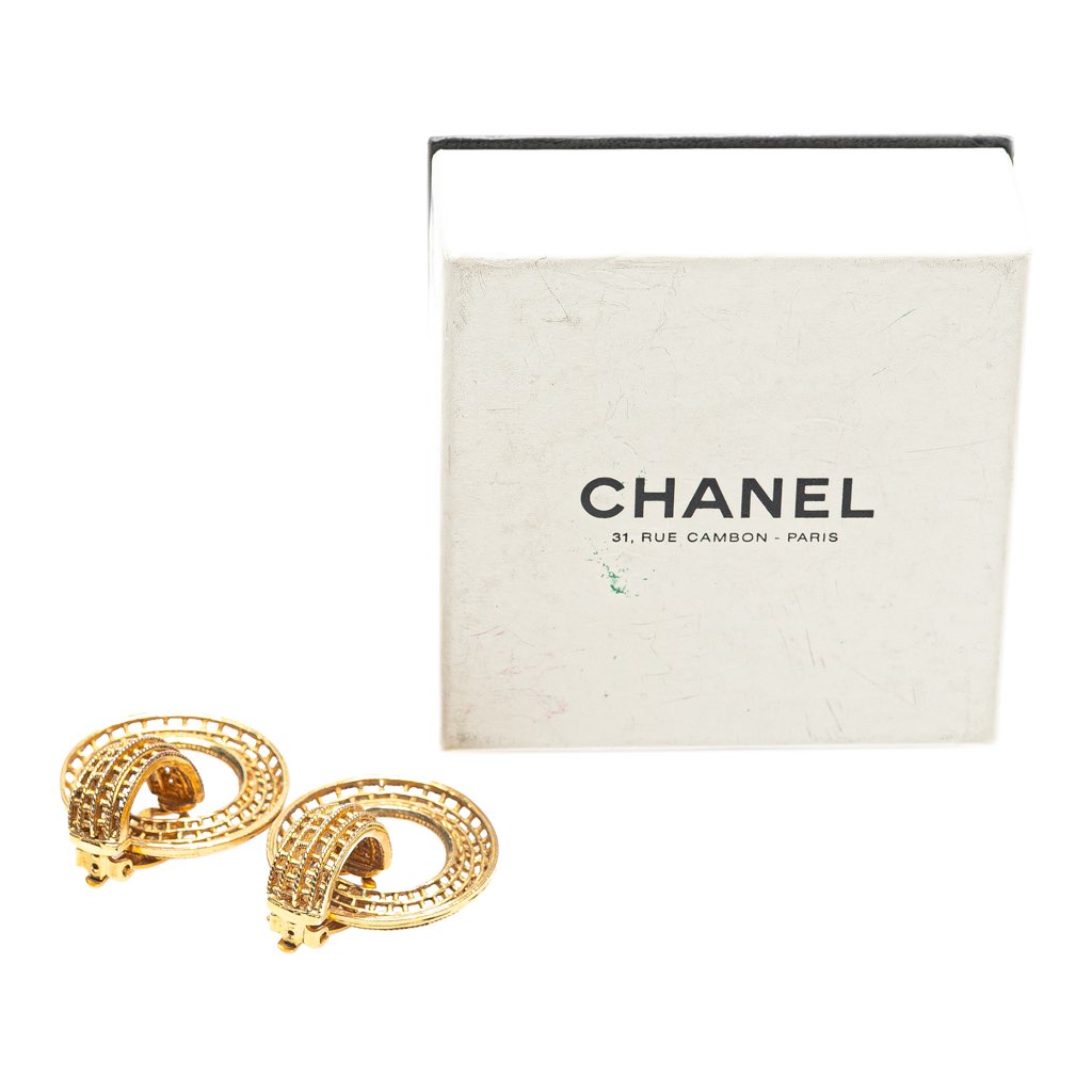 Chanel Gold Plated Hoop Clip on Earrings - 4