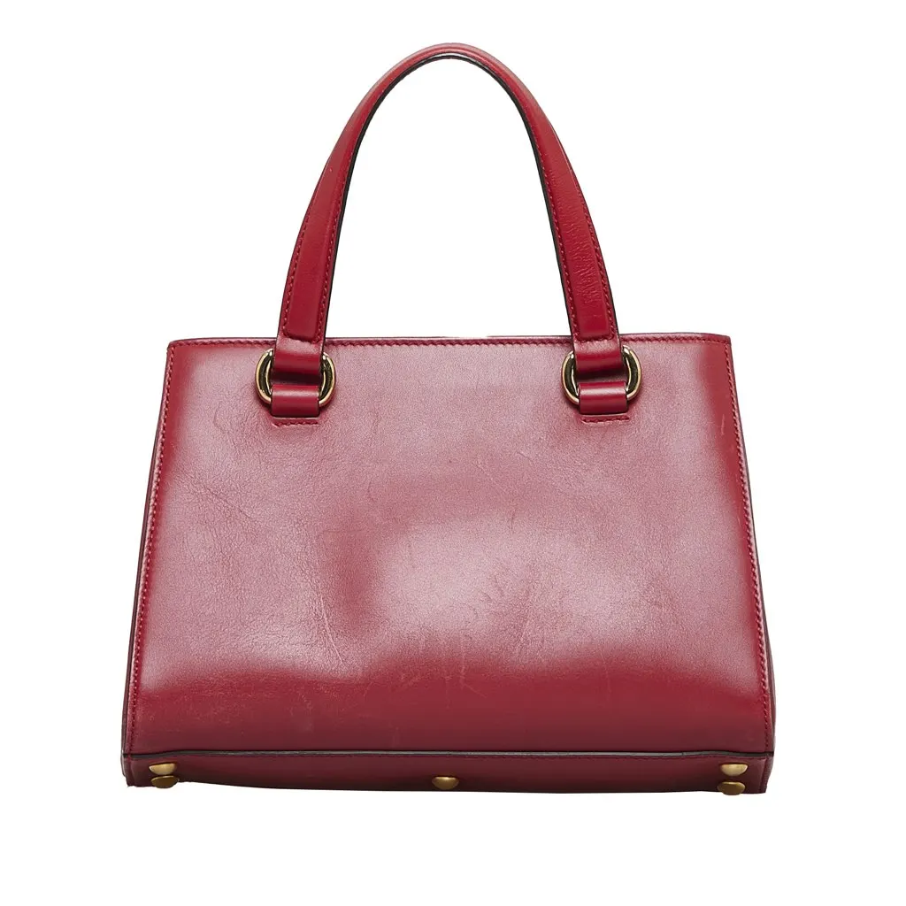 Gucci Sylvie Web Top Handle Satchel Red Leather Good - Inside View