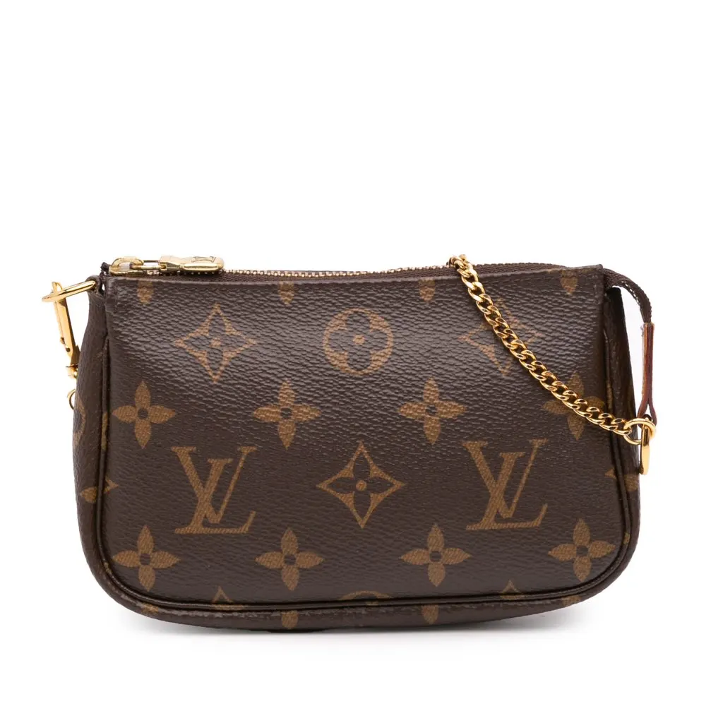 Louis Vuitton Monogram Mini Pochette Accessoires Brown Canvas Good - Front View