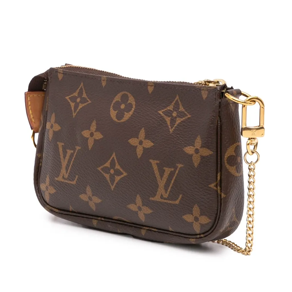 Louis Vuitton Monogram Mini Pochette Accessoires Brown Canvas Good - Back View