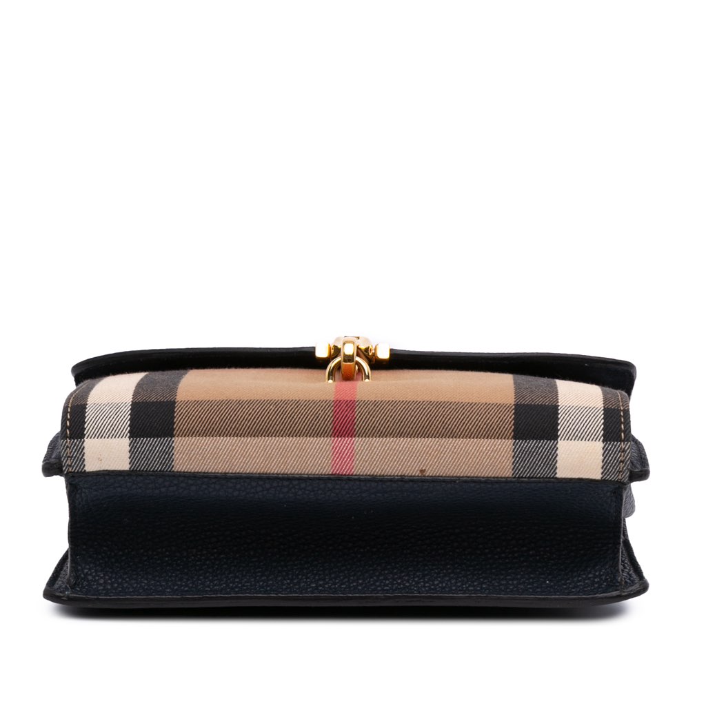 Burberry Small Leather and House Check Canvas Derby Macken Crossbody - 3