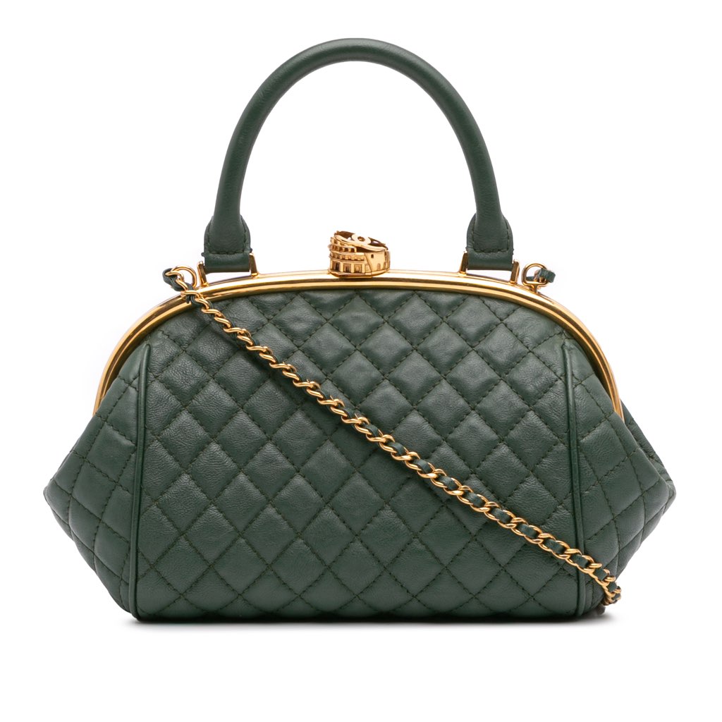 Chanel Small Quilted Calfskin Colosseum Lock Frame Bowling Bag