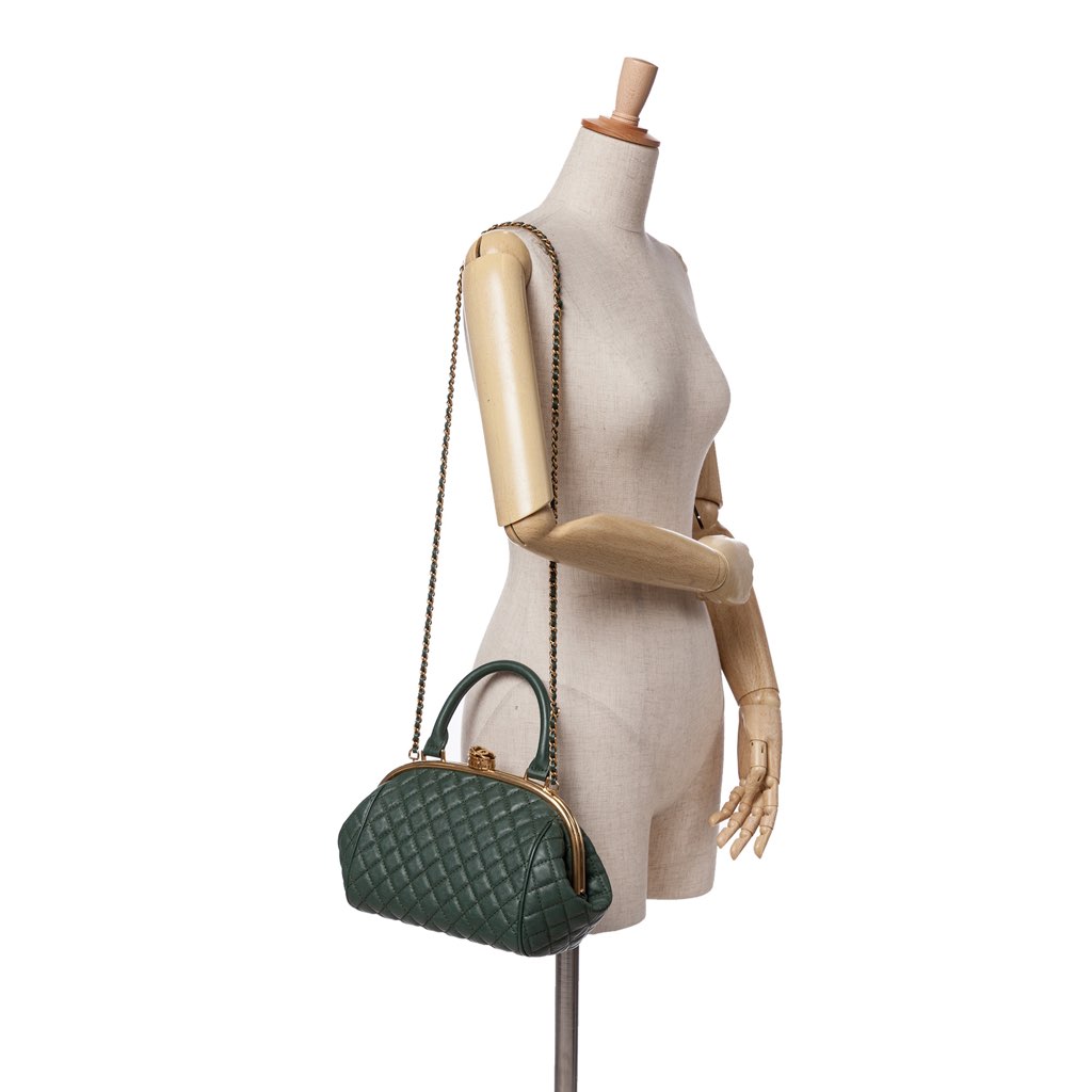 Chanel Small Quilted Calfskin Colosseum Lock Frame Bowling Bag - Image 14