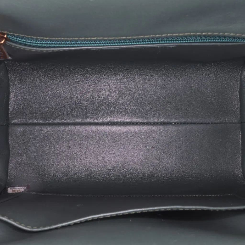 Chanel Small Quilted Calfskin Colosseum Lock Frame Bowling Bag Green Leather Good - Model View