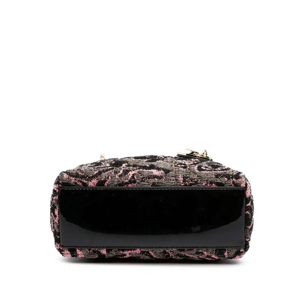 Dior Mini Tweed Rose Embroidered Lady Dior Pink Tweed Good - Inside View