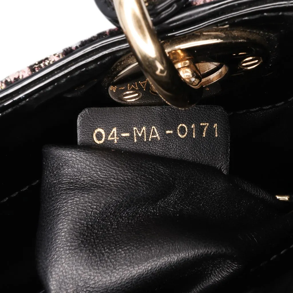 Dior Mini Tweed Rose Embroidered Lady Dior Pink Tweed Good - Box View