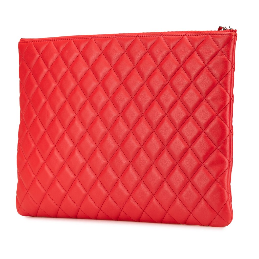 Chanel Large Quilted Lambskin O Case Clutch - 2