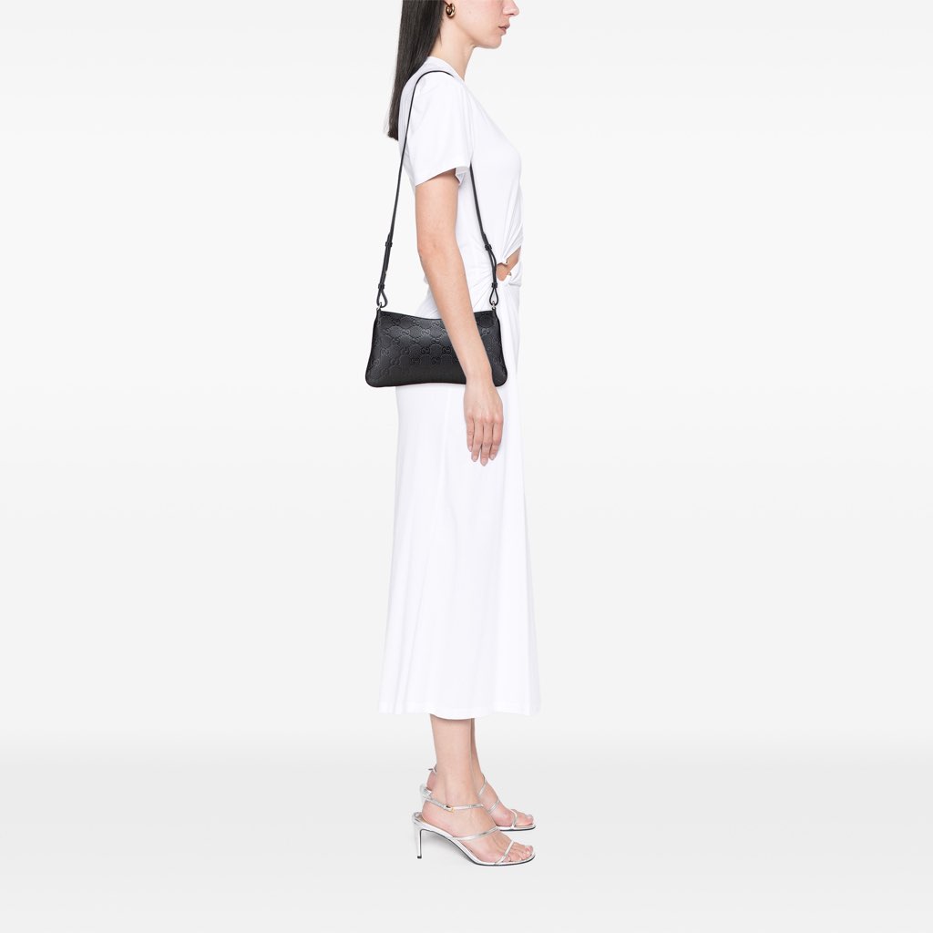 Gucci Medium GG Emblem Embossed Leather Shoulder Bag - Image 14