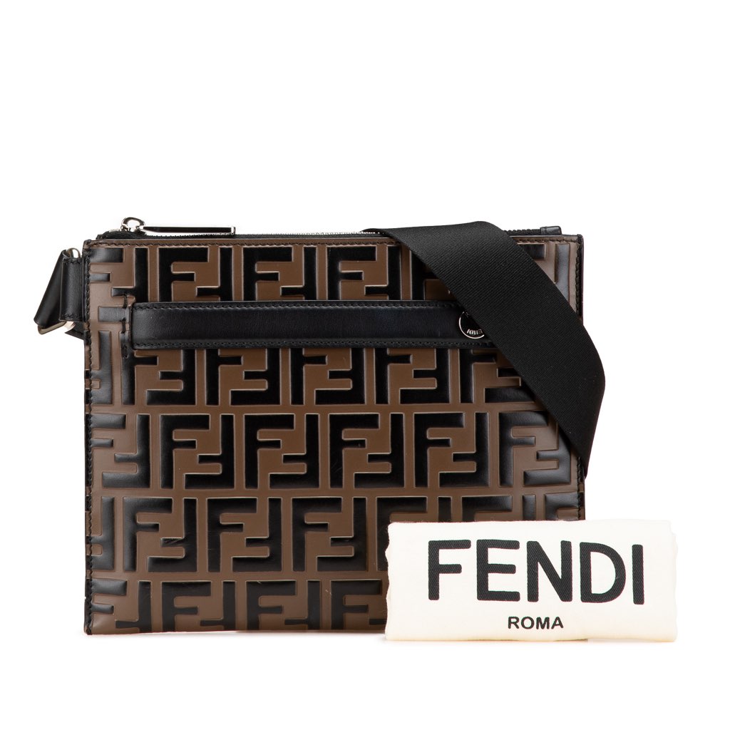Fendi FF Embossed Leather 1974 Crossbody - Image 13
