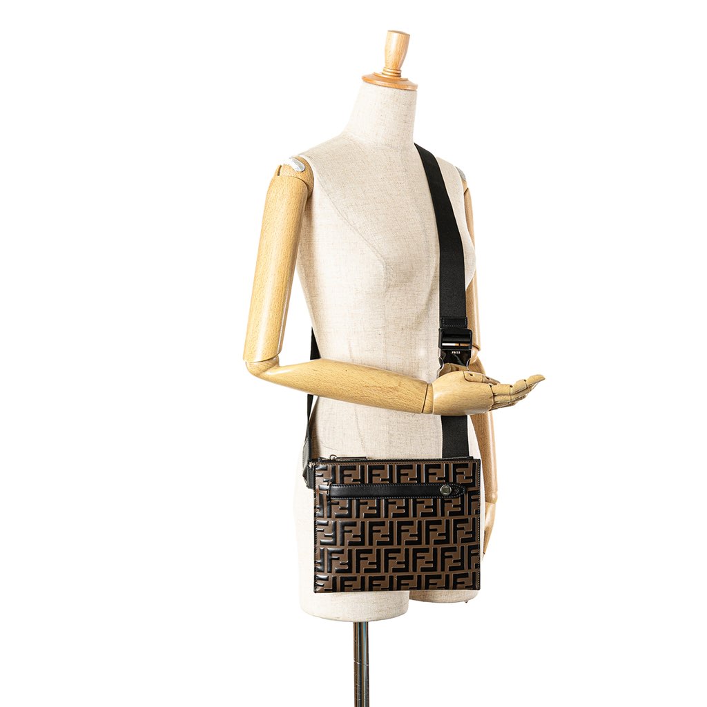 Fendi FF Embossed Leather 1974 Crossbody - Image 12