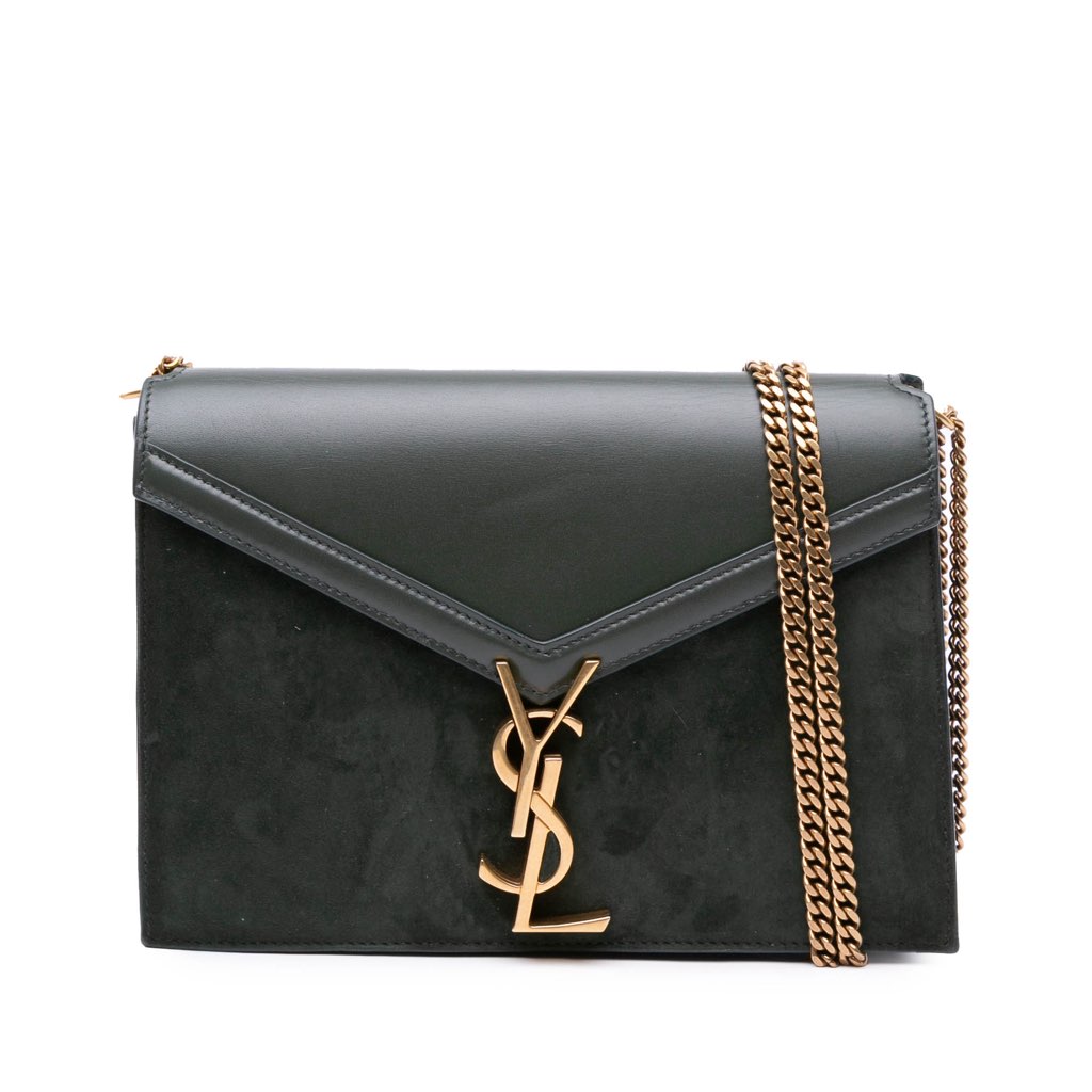 Saint Laurent Suede and Calfskin Monogram Cassandra Clasp Bag