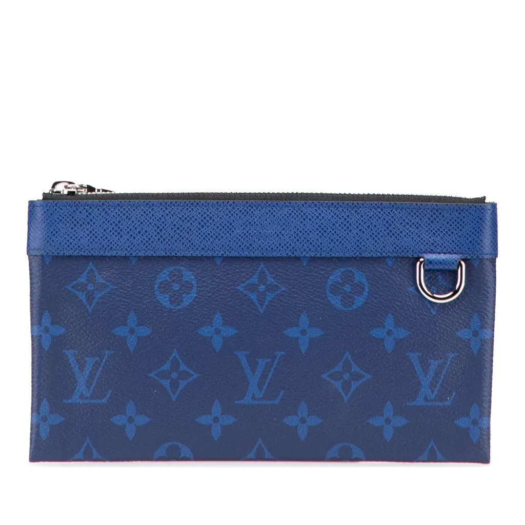 Louis Vuitton Monogram Taigarama Pochette Discovery PM Blue Canvas Good - Front View