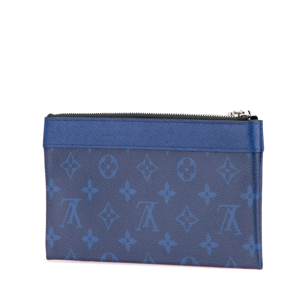 Louis Vuitton Monogram Taigarama Pochette Discovery PM Blue Canvas Good - Back View