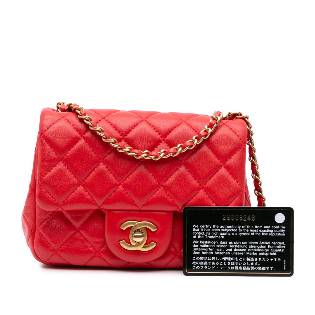 Chanel Mini Square Classic Lambskin Pearl Crush Single Flap - Image 13