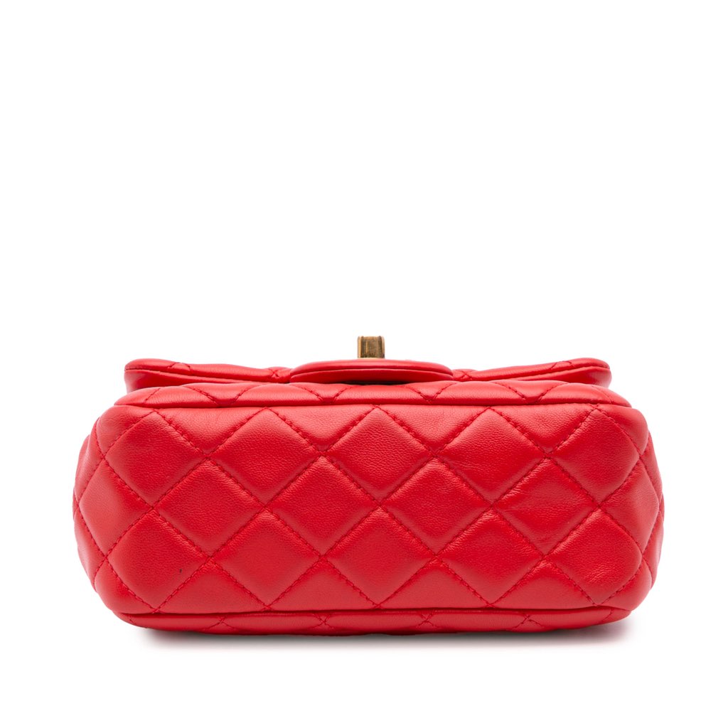 Chanel Mini Square Classic Lambskin Pearl Crush Single Flap - Image 6
