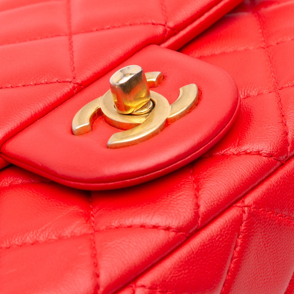 Chanel Mini Square Classic Lambskin Pearl Crush Single Flap - Detail 2