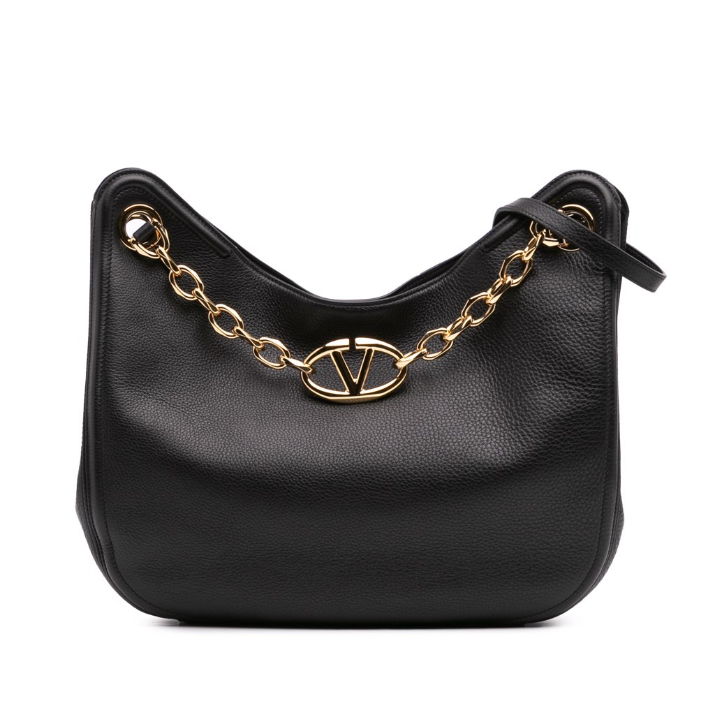 Valentino Leather Vlogo Gate Shoulder Bag
