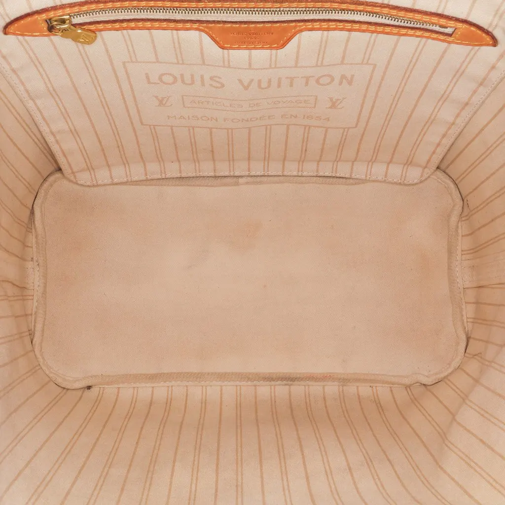 Louis Vuitton Damier Azur Neverfull MM White Canvas Good - Model View